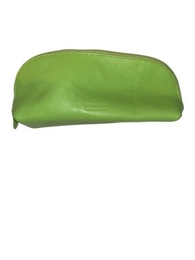 Rowallan HandMade fine leather Spring Grass green zipper pencil makeup pouch bag